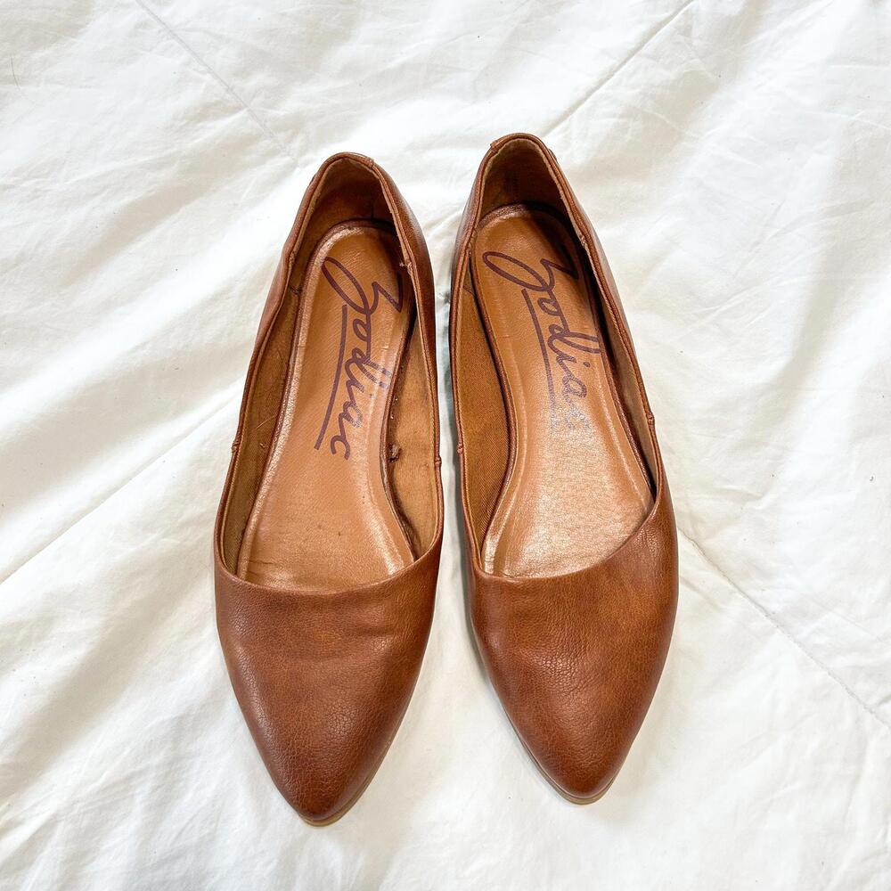 Zodiac Brown Leather Pointed Toe D’Orsay Flats Women’s Size 8